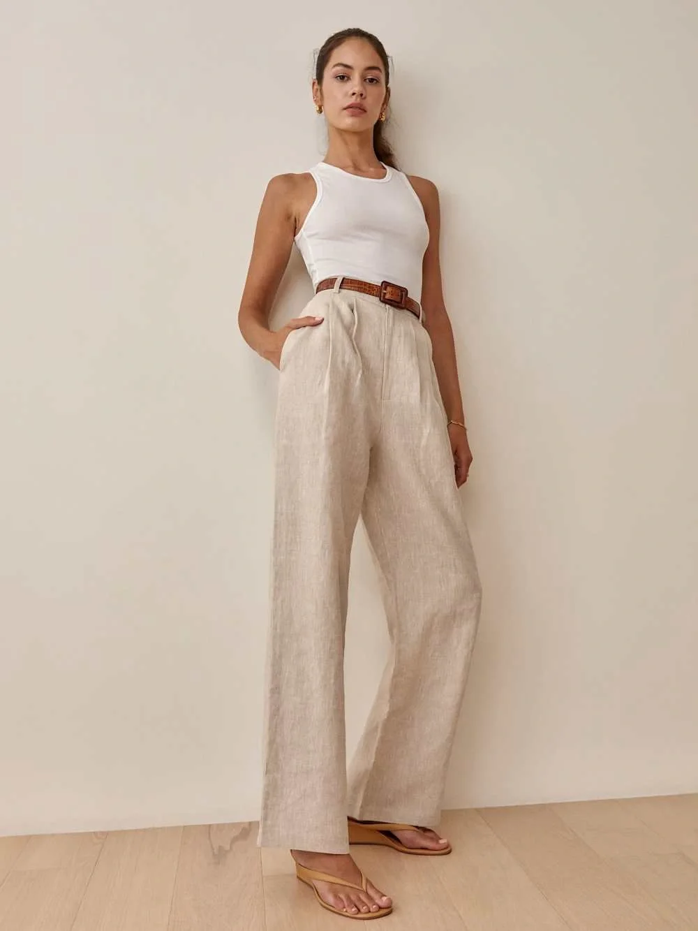 Reformation Petites Vesta Pant Petite - Natural - Size 2P